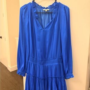 Skies Are Blue V-Neck Long-Sleeve Tiered Royal Blue Dress